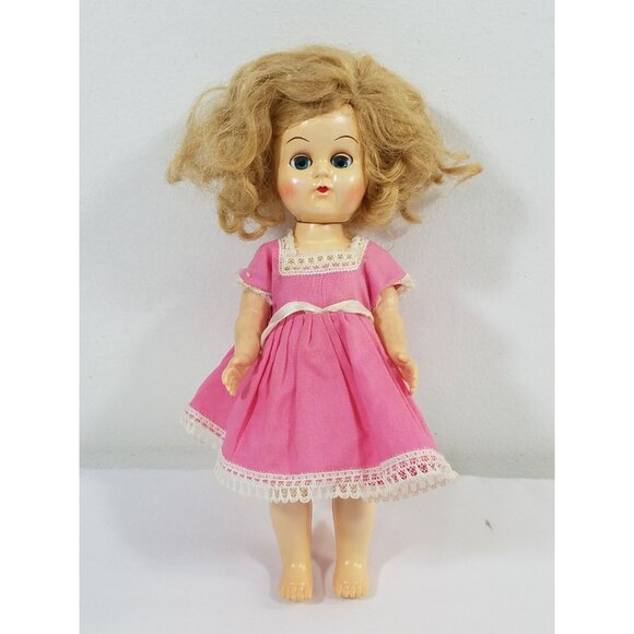 Pam Doll Walking Doll 9" Blonde Original Dress Head Turns as Legs Move Vtg 1050s - Picture 1 of 15